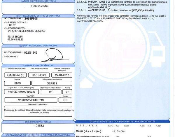 BMW SERIE 2 CABRIOLET 2,0 220 D 190 SPORT M-SPORT BVA NOIR EM-868-AJ