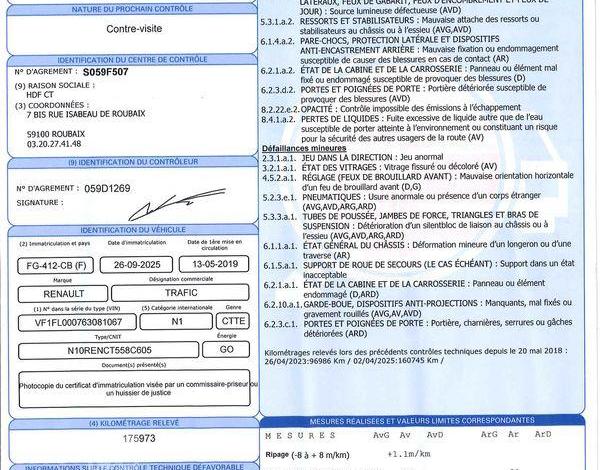 RENAULT TRAFIC GD CFT DCI 125 BLANC FG-412-CB