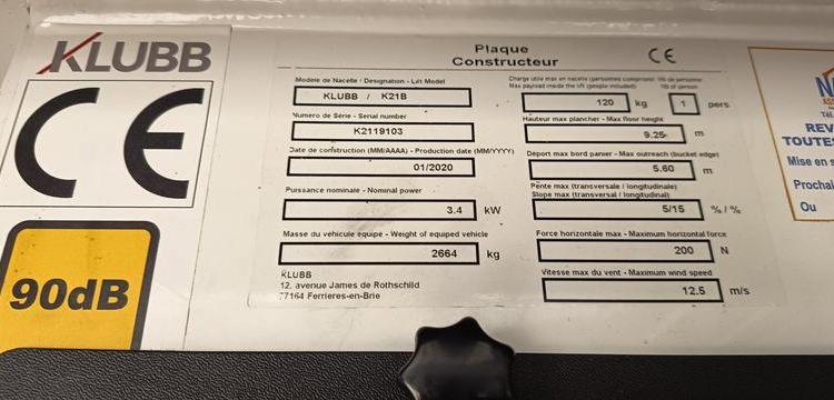 RENAULT TRAFIC 1,6DCI 120CV AVEC NACELLE KLUBB/K21 – 9M – 1138 HEURES  – ANNEE 2020 BLANC FN-131-ML