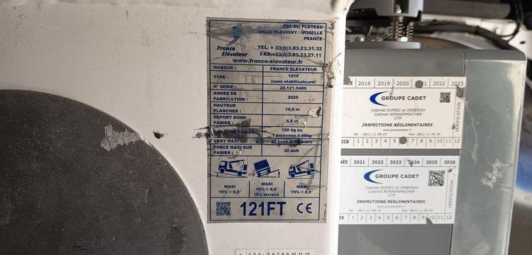 RENAULT MASTER L2H2 AVEC NACELLE FRANCE ELEVATEUR 121F – 10 M – 594 HEURES – ANNEE 2020 BLANC FV-199-MJ