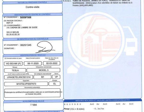 TESLA MODEL 3 DUAL-MOTOR 82kWh 515ch PERFORMANCE 4WD BVA GRIS HG-553-MX
