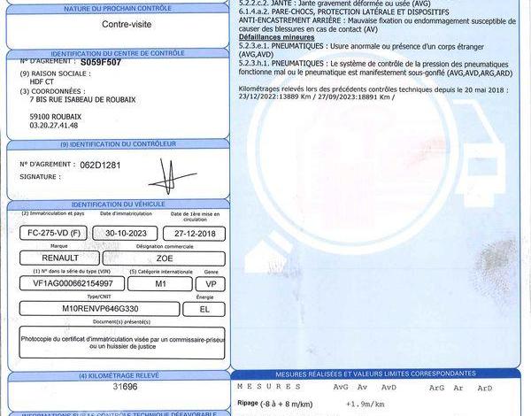 RENAULT ZOE SERIE LIMITEE CITY R90 BLANC FC-275-VD