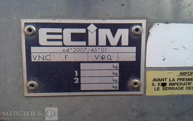 ECIM REMORQUE PORTE PANNEAU 1 ESSIEU PTAC 750KG ALU DQ-497-WK
