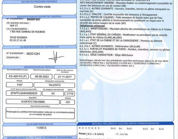 FIAT TALENTO FOURGON 1.6 MJT 95 1T0 CH1 PACK MP3 CLIM BLANC ES-420-FQ