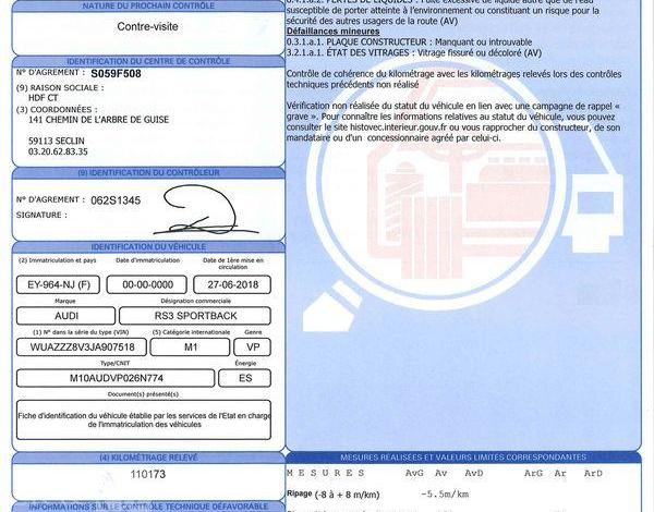 AUDI RS3 SPORTBACK 2.5 TFSI 400ch QUATTRO S-TRONIC GRIS EY-964-NJ