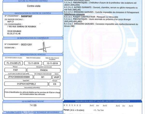 FIAT PANDA STE 1.2 70ch BLANC FL-314-MS