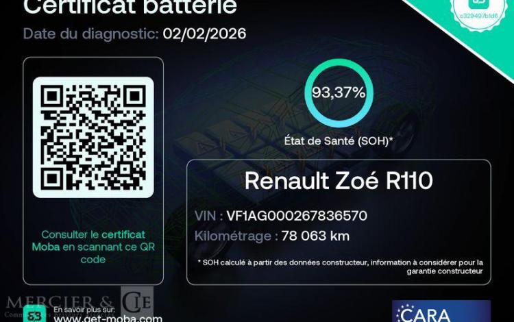 RENAULT ZOE E-TECH ELEC LIFE R110 ACHAT INTEGRAL 21 BLANC GB-122-FC