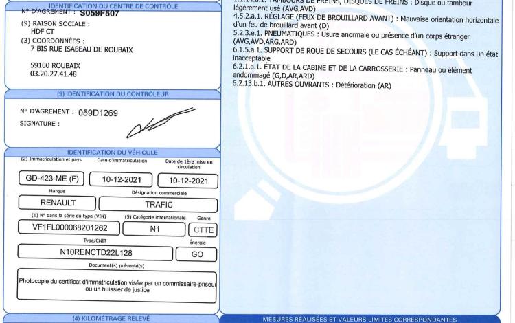 RENAULT TRAFIC GCF L1H1 1000 DCI 120 BLANC GD-423-ME