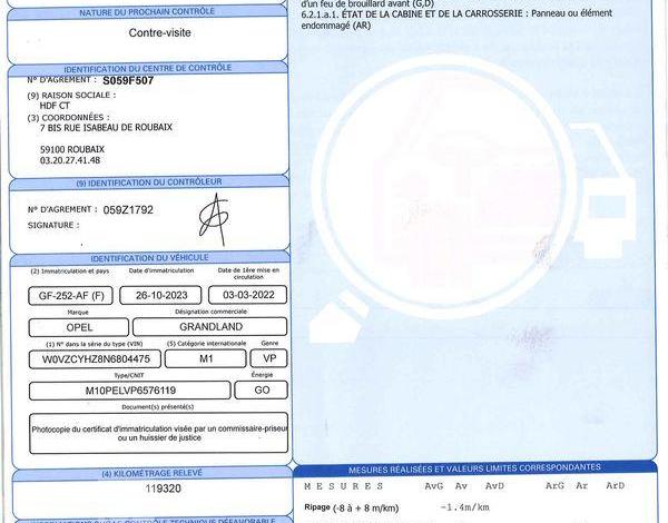 OPEL GRANDLAND ULTIMATE 1,5 D 130CH BLANC GF-252-AF