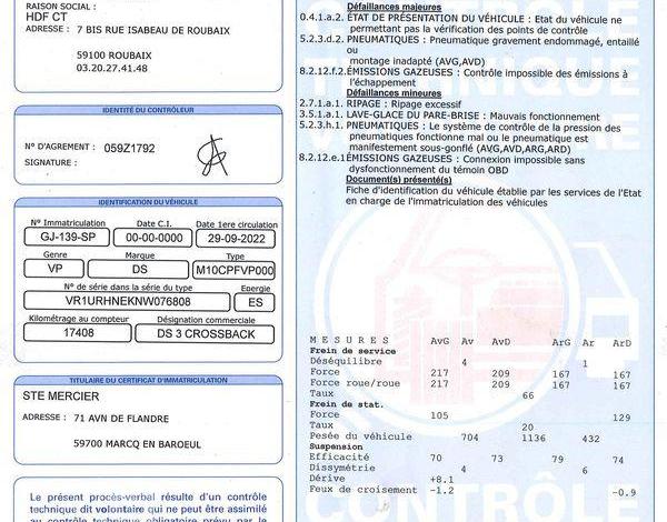 DS DS3 CROSSBACK 1.2 PURETECH 100ch BUSINESS ancien vtc BLANC GJ-139-SP