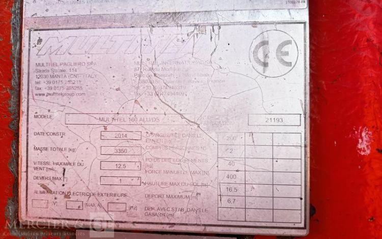 MULTITEL DAILY 35S11 AVEC NACELLE MULTITEL 160ALUDS 16M – DIESEL – ANNEE 2014 ROUGE DD-933-RG