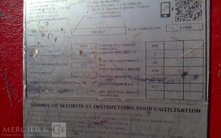 MULTITEL 35-110 NACELLE SUR VL 16M 160 ALU 4284H AN2015 ROUGE DS-412-CW