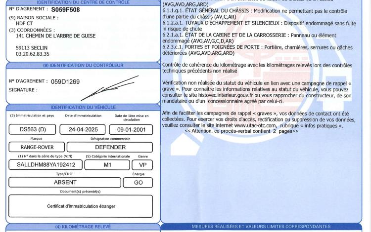 LAND ROVER DEFENDER 110 2,5 TD5 122 BLANC DS563