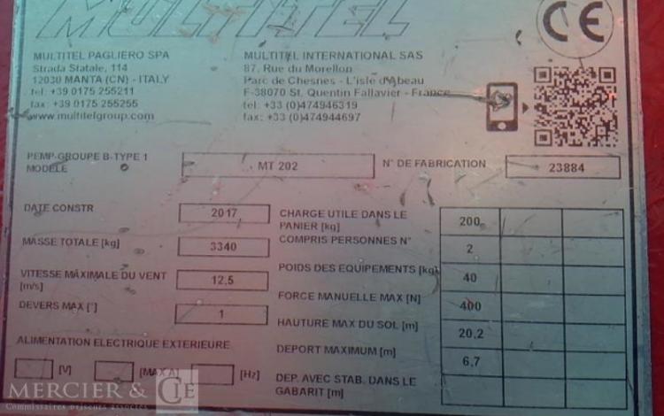 MULTITEL DAILY AVEC NACELLE MULTITEL MT202DS 20M  EK-383-LM