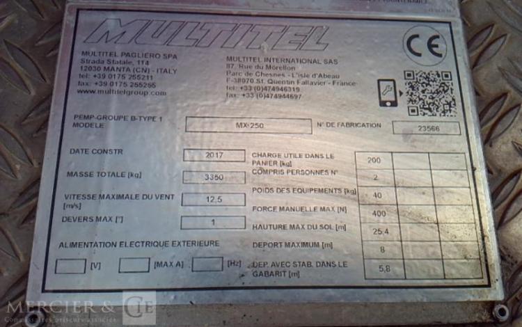 MULTITEL 35-120 NACELLE SUR VL  MX250 25M 3783H AN 2017 ROUGE EK-674-LL