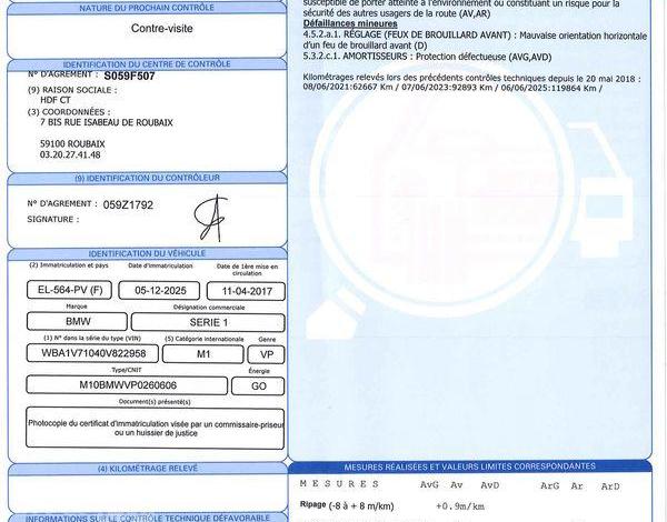 BMW SERIE 1 116 D 1,5 115 LOUNGE BVA GRIS EL-564-PV