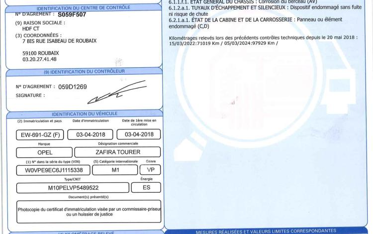 OPEL ZAFIRA TOURER 1.4 T 140CH INNOVATION BLANC EW-691-GZ