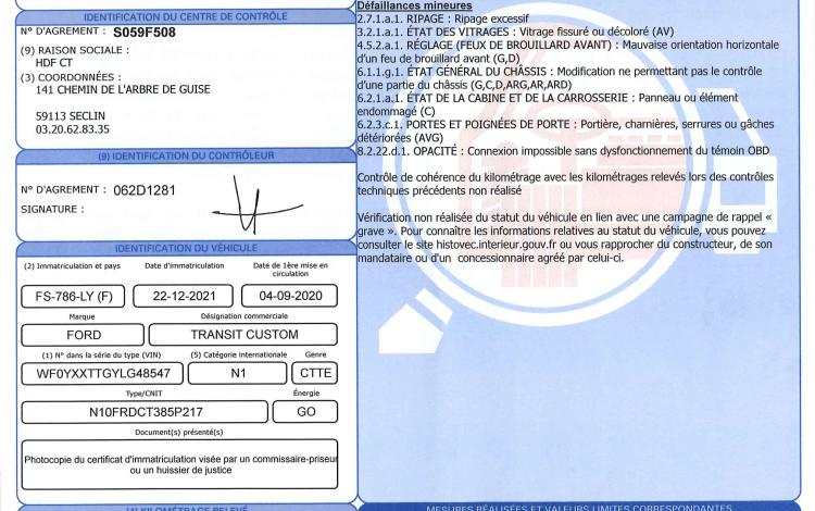 FORD TRANSIT CUSTOM BLANC FS-786-LY