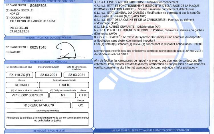 RENAULT TRAFIC GCF L1H1 1000 DCI 120 BLANC FX-110-ZX