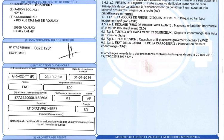 FIAT 500 1.2 70CH S GRIS GR-422-YT