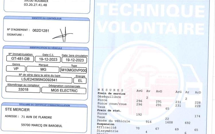 MG MG5 ESTATE ELECTRIC 155ch 61KWH COMFORT BLANC GT-481-DB