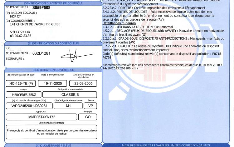 MERCEDES CLASSE B 2.0 200 CDI 140 BVA GRIS HC-129-YE