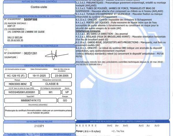 MERCEDES CLASSE B 2.0 200 CDI 140 BVA GRIS HC-129-YE