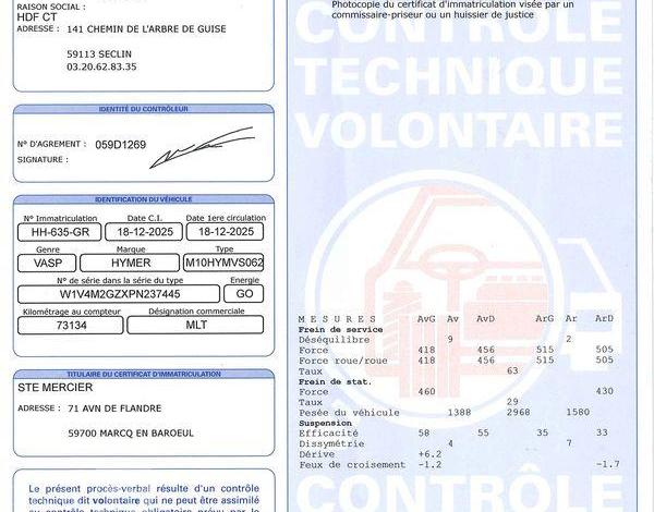 HYMER CAMPING CAR PROFILE MLT 850 – CHASSIS MERCEDES 419 CDI  HH-635-GR