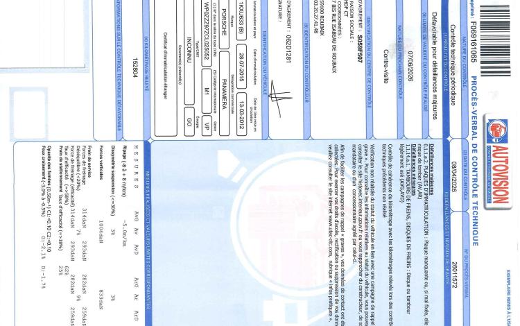 PORSCHE PANAMERA 3.0 D 250 BVA NOIR 1KXU633