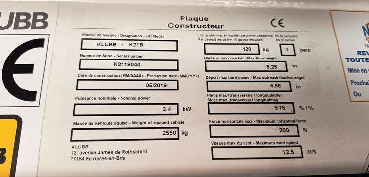 RENAULT TRAFIC 1,6 DCI 16V ENERGY DIESEL AVEC NACELLE KLUBB K21 – 9 M – 1201 HEURES BLANC FG-256-YR