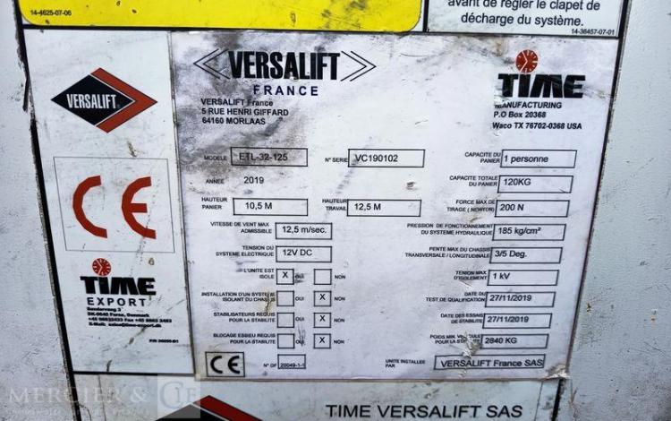 RENAULT MASTER AVEC NACELLE VERSALIFT ETL32-125 – 12 METRES – DIESEL – ANNEE 2019 BLANC FM-588-MG