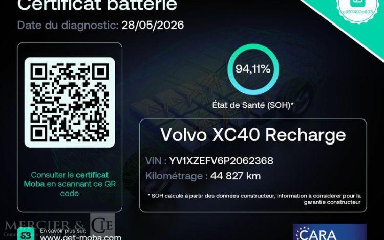 VOLVO XC40 ELECTRIQUE 231ch 69KWH START BLEU GM-168-RG